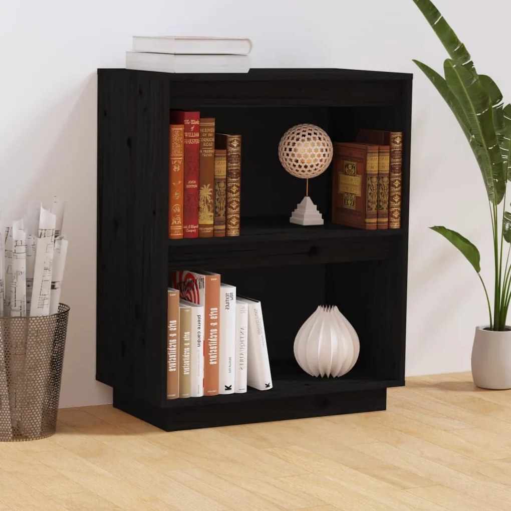 Mobile Consolle Nero 60x34x75 Cm İn Legno Massello Di Pino /