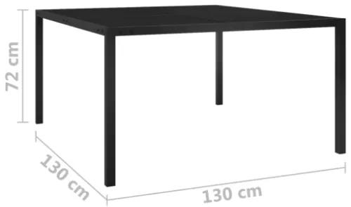Tavolo da Giardino 130x130x72 cm Nero in Acciaio e Vetro