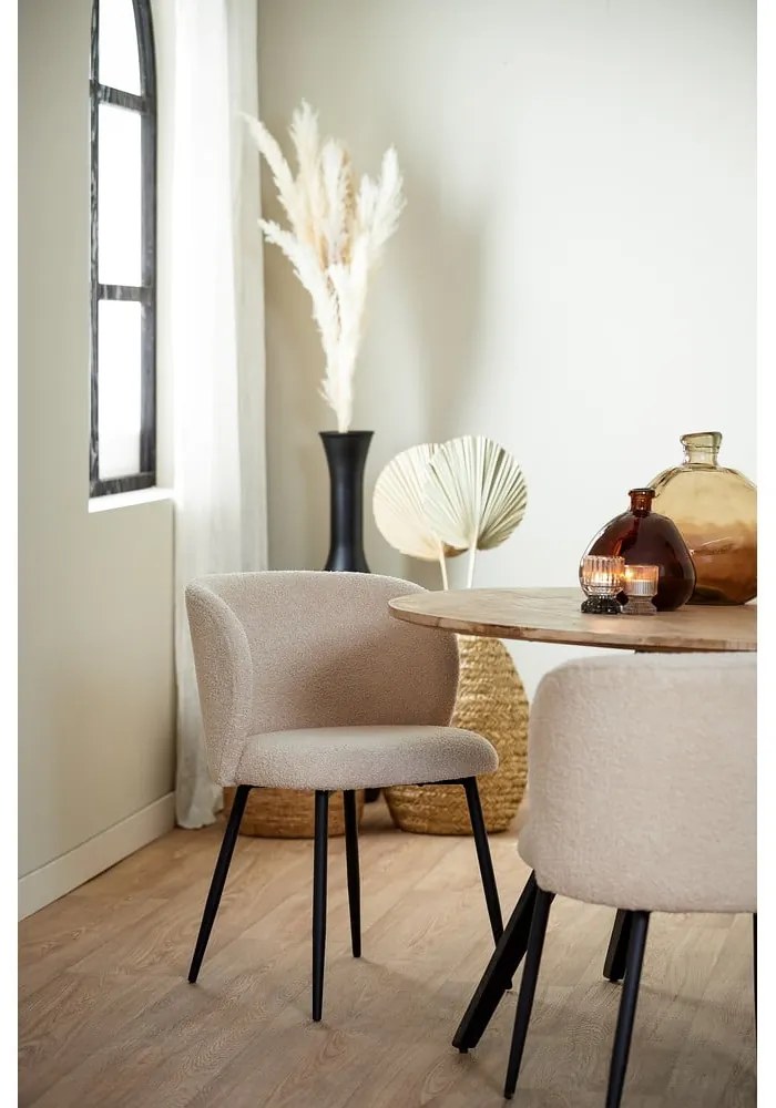 Sedia da pranzo beige in imbottito Elyna – Light &amp; Living