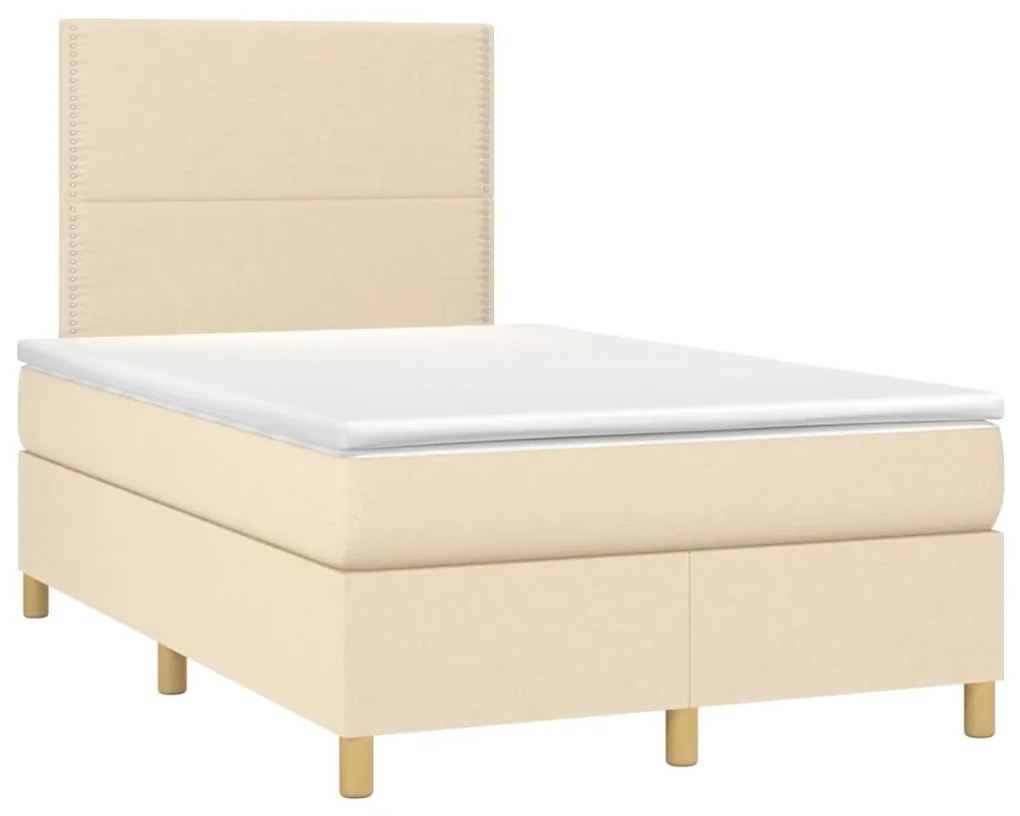 Letto a molle con materasso e led crema 120x200cm in tessuto