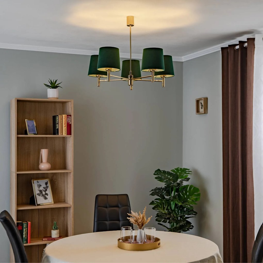 Argon Lampada a sospensione Polo Plus 5 luci ottone/verde