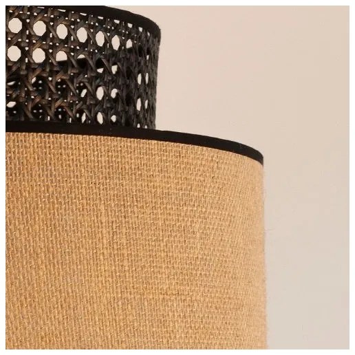 Lampadario a sospensione con filo BOHO 1xE27/60W/230V diametro 40 cm nero/rattan