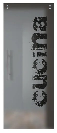Anta per porta scorrevole esterno muro Cucina in vetro nero serigrafato, L 96 x H 215 cm spessore 10 mm, apertura destra
