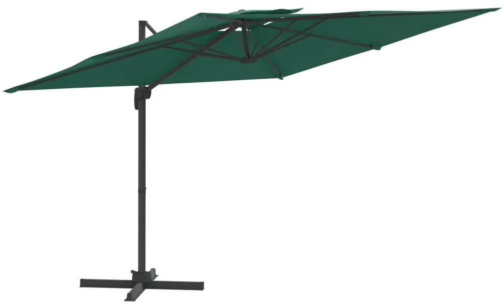 Ombrellone a Sbalzo Doppio Piano Verde 400x300 cm