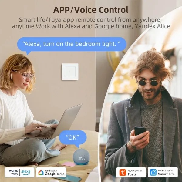 Immax NEO 07538L - Interruttore SMART a 1 tasto 230V Wi-Fi Tuya
