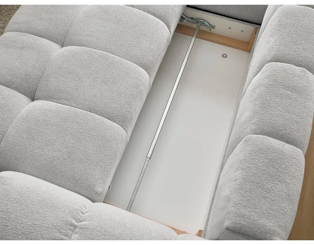 Divano angolare grigio chiaro allungabile e con contenitore (penisola a sinistra/a L) con rivestimento in ciniglia Everest – Bobochic Paris