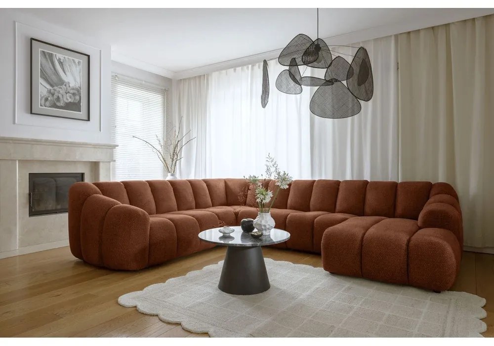 Divano angolare color terracotta (con penisola a sinistra/a U) Shell – Miuform