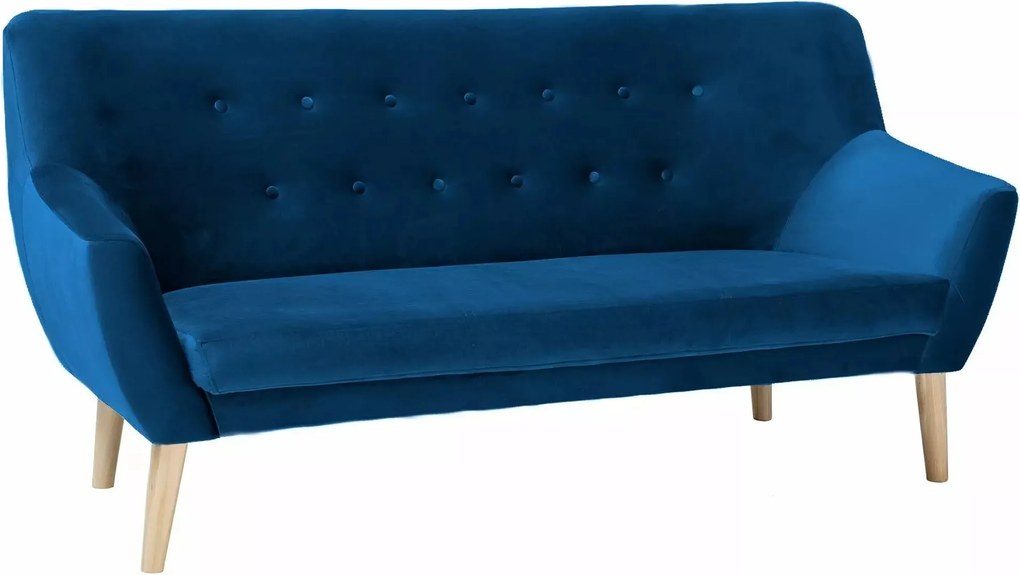 Divano Nordic 3 Velvet in velluto blu – 180x75x90 cm