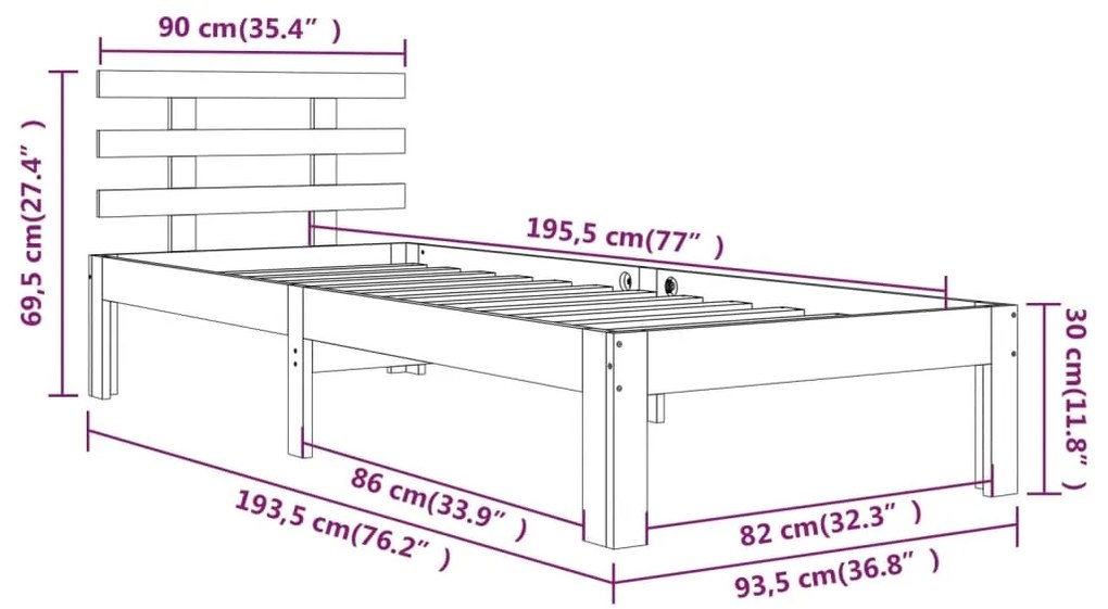 Giroletto in Legno Massello 90x190 cm Single