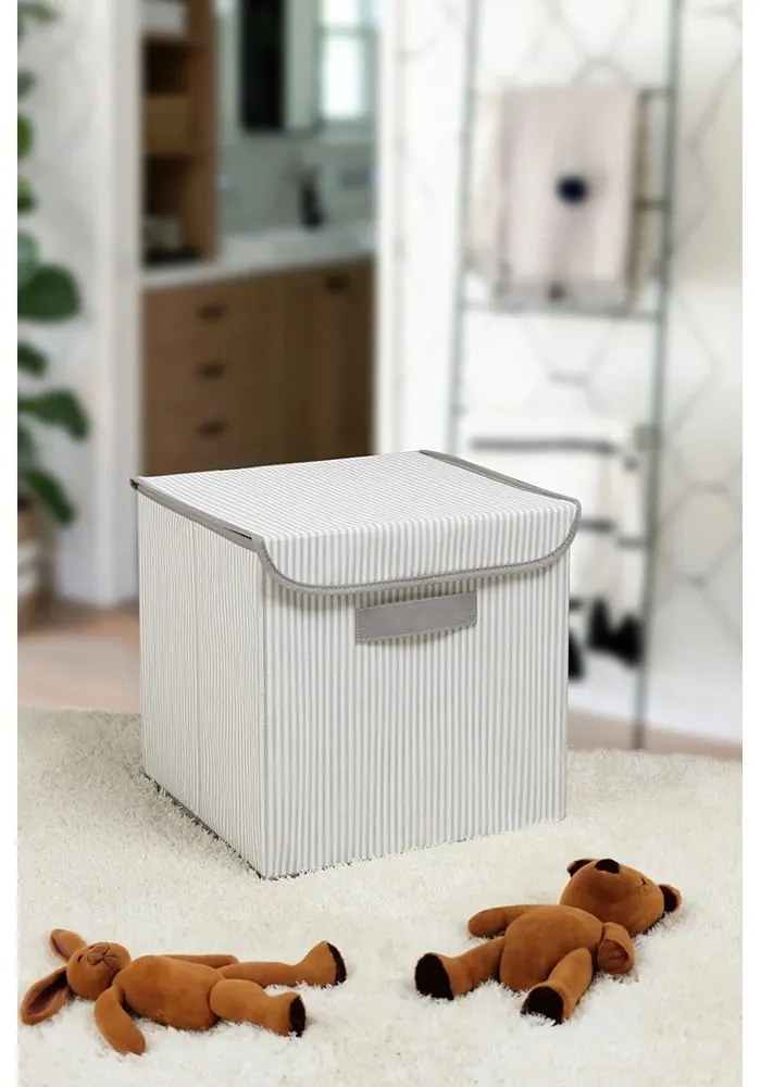 Scatola in tessuto grigio con coperchio 30x30x30 cm - Mioli Decor