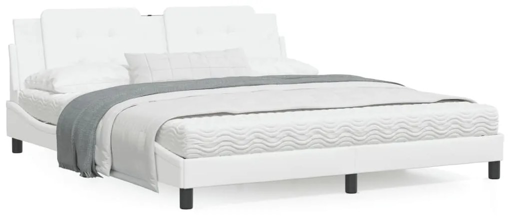 Letto con materasso bianco 180x200 cm in similpelle