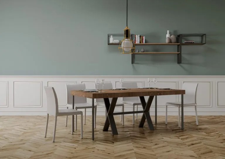 Consolle allungabile Xenia con Telaio Antracite, 90x40/190 cm Xenia Small / Abete