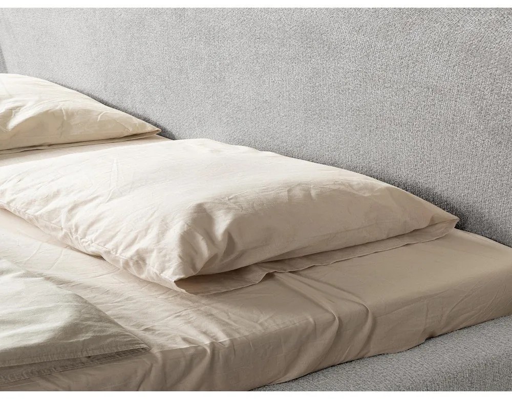 Letto matrimoniale imbottito grigio chiaro con rete inclusa 160x200 cm Makana – Makamii