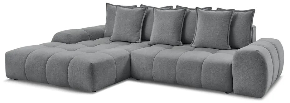 Divano angolare grigio scuro allungabile e con contenitore (penisola a sinistra/chaise lounge) con rivestimento in ciniglia Everest – Bobochic Paris