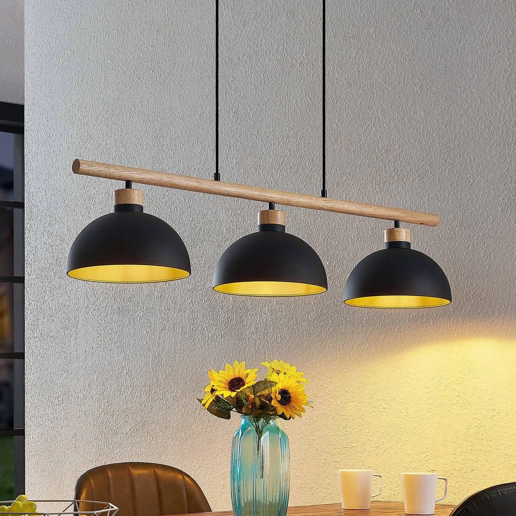 Lampada a sospensione Tirzana Lindby, dimmerabile, Nero, Soggiorno / Sala da pranzo, Metallo, Vintage, Lampada a sospensione