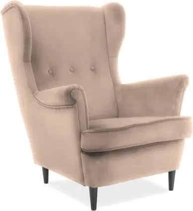 Poltrona Lord in velluto beige - Blu28/wenge
