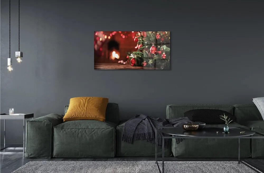 Quadro in vetro Albero di natale luci regali 100x50 cm