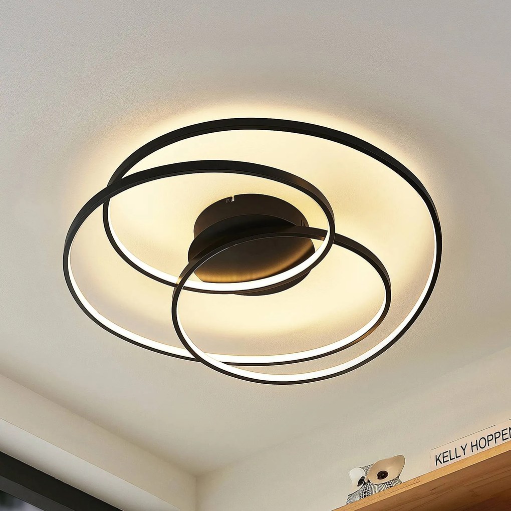 Plafoniera a LED Kateryna Lindby, dimmerabile, Nero, Soggiorno / Sala da pranzo, Moderno, Plafoniera LED