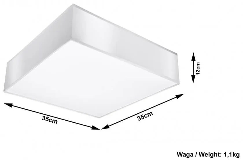 Plafoniera Quadrata da Soffitto in PVC 2xE27 HORUS 35 White da interno Colore del corpo Bianco