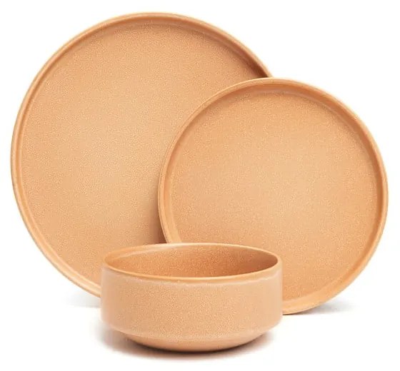 Set di 18 piatti in gres color salmone Malia - Bonami Selection