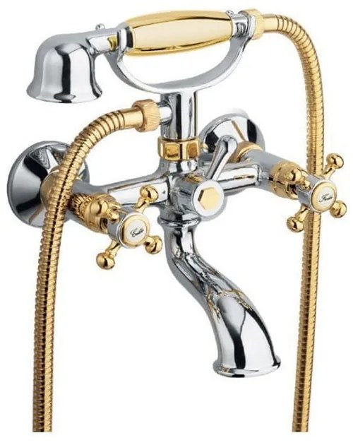 Rubinetto per vasca da bagno in argento lucido/dorato da parete (con due uscite) Antea – Sapho