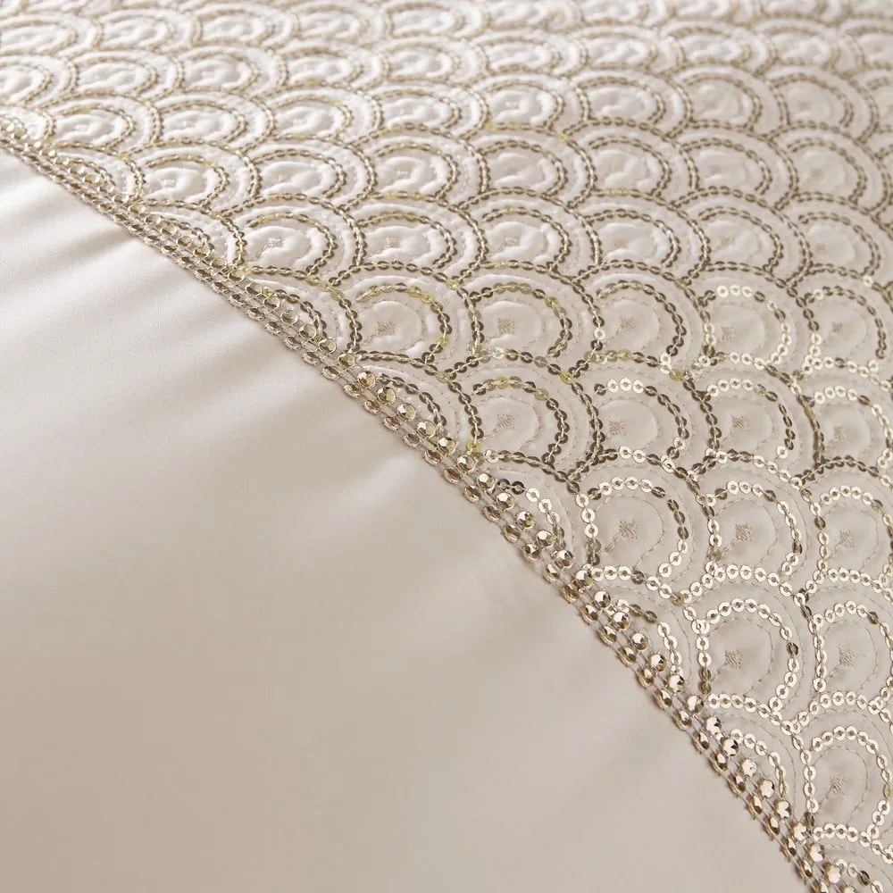 Biancheria da letto matrimoniale in microsatinato beige 200x200 cm Deco Sequin - Catherine Lansfield