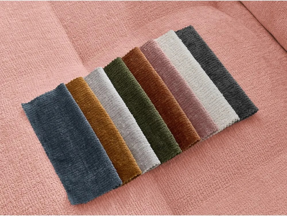 Divano rosa con rivestimento in ciniglia 237 cm Whesley – Bobochic Paris