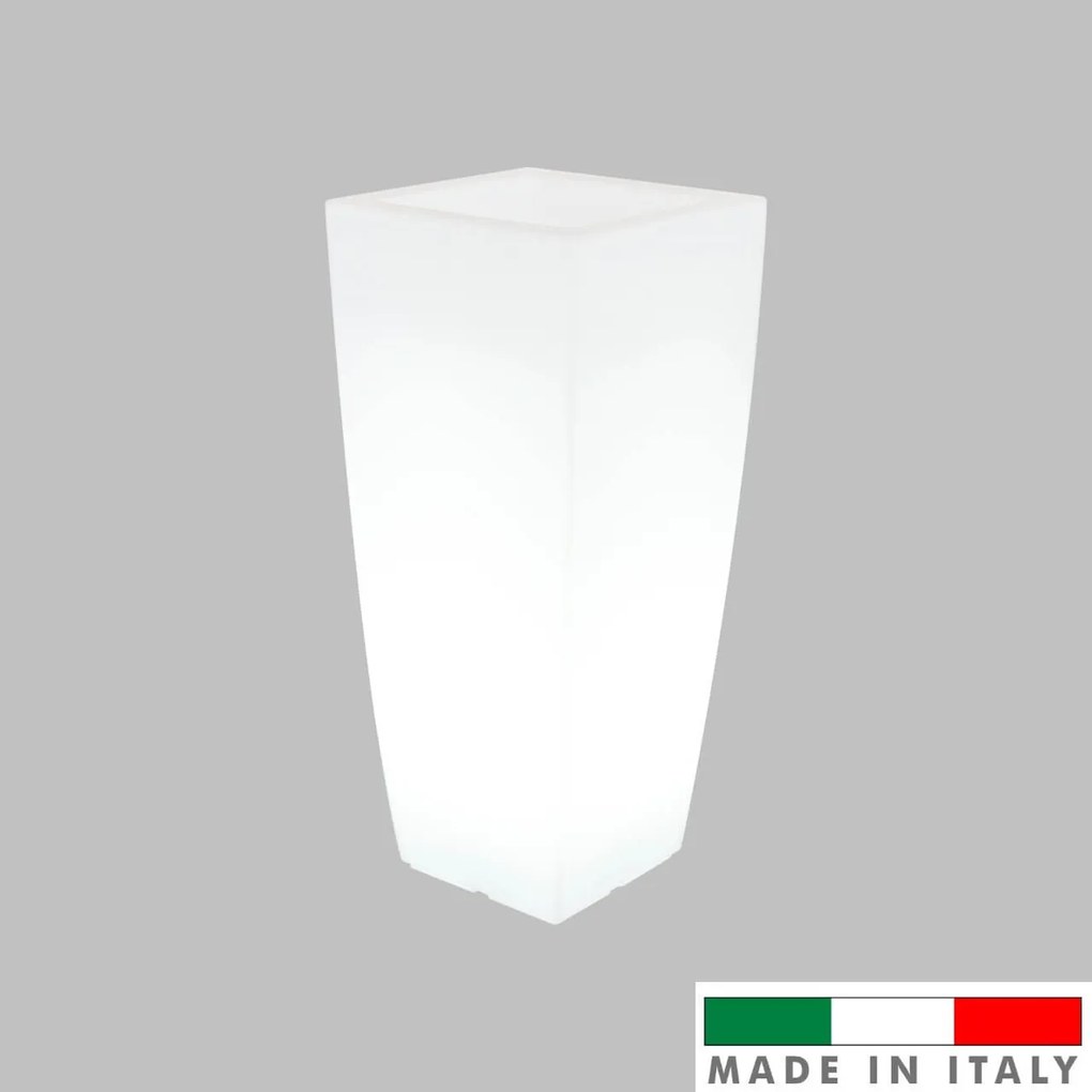 Vaso Illuminabile Quadrato 40x40xH90cm E27 Colore Bianco