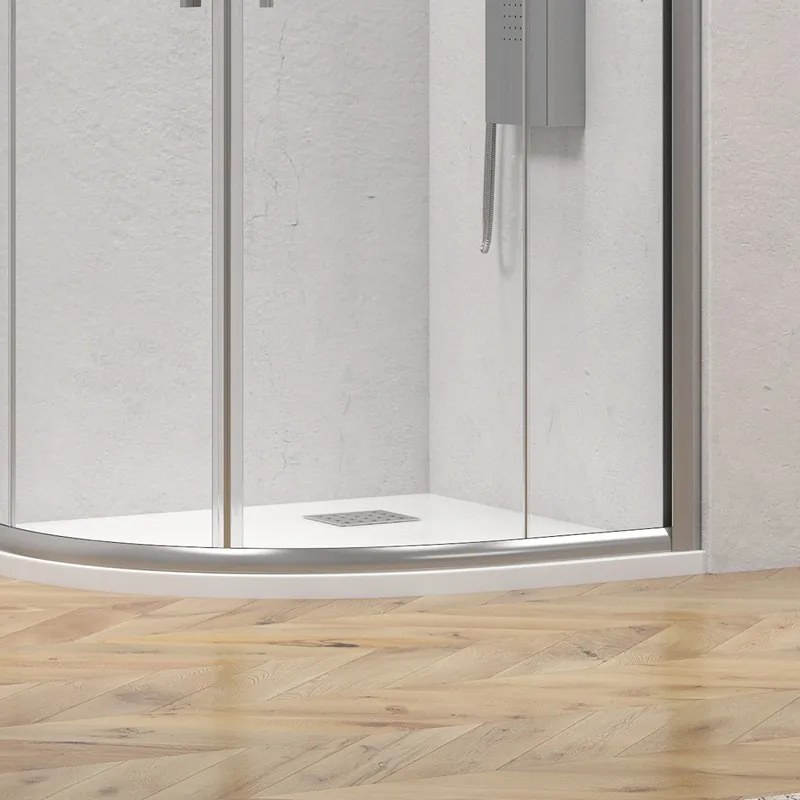 Box doccia semicircolare 90x90 finitura argento opaco | KE-2000A - KAMALU