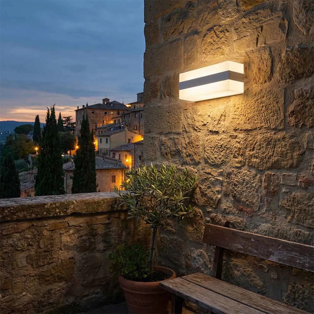 Applique 2xE27 per esterni a Luce Diffusa IP65 Grigia - Serie Glow
