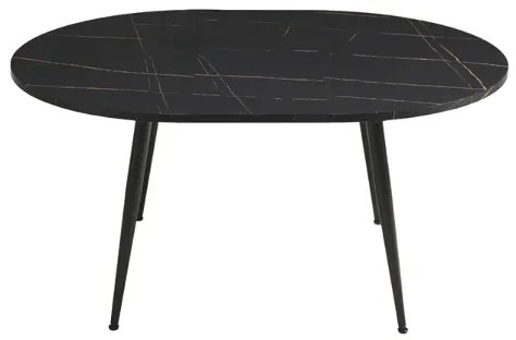 Tavolo rotondo con piano in MDF effetto marmo Nero allungabile a 160 cm HABLA