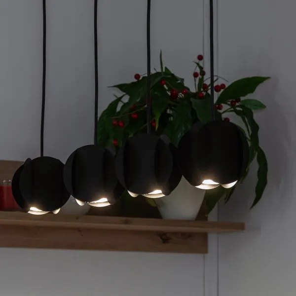 Lampadario sospeso su cavo GAMBIT 4x GU10/10W/230V, nero
