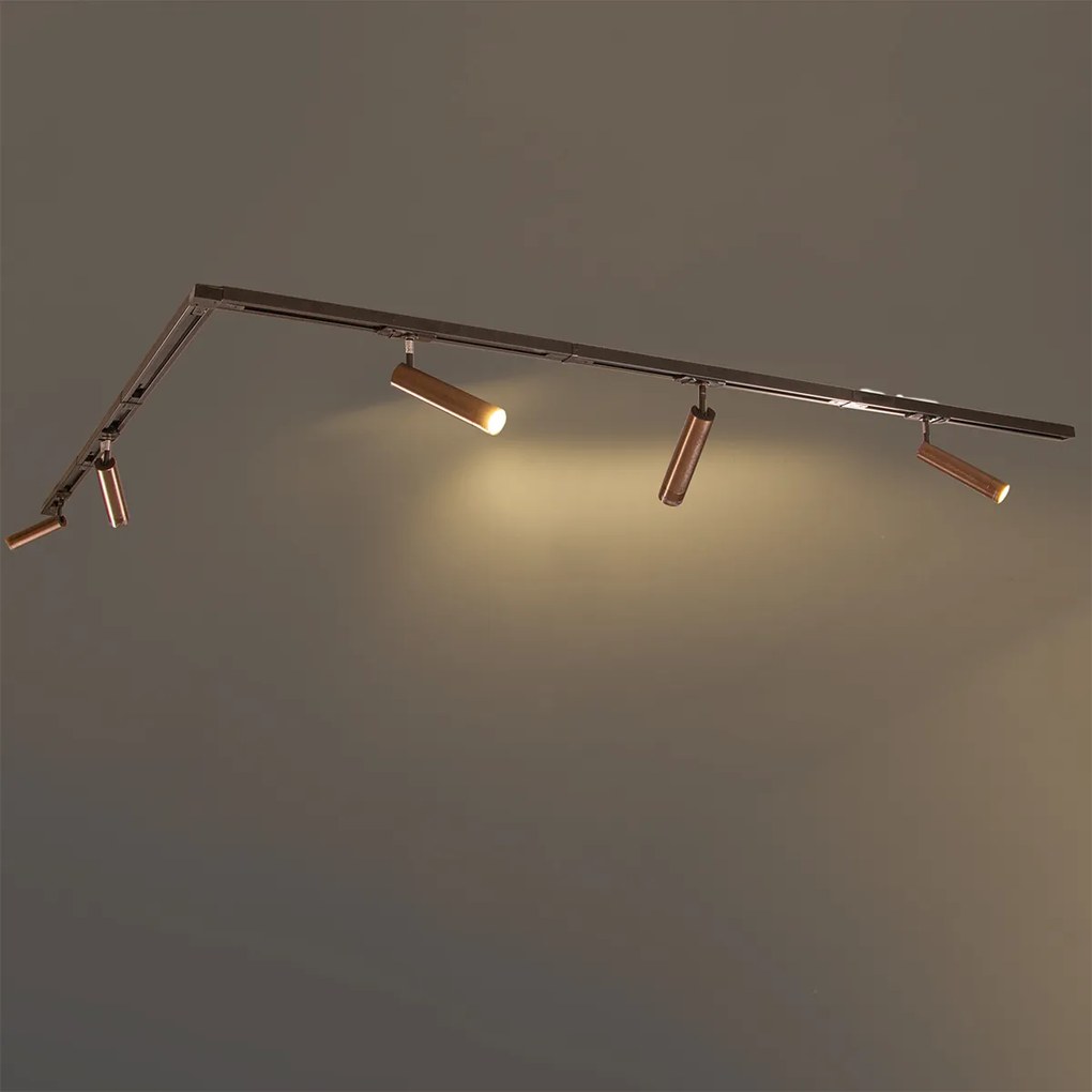 Sistema di illuminazione su binario moderno con 5 faretti bronzo scuro monofase GU10 35 mm - Iconic Jeana Luxe