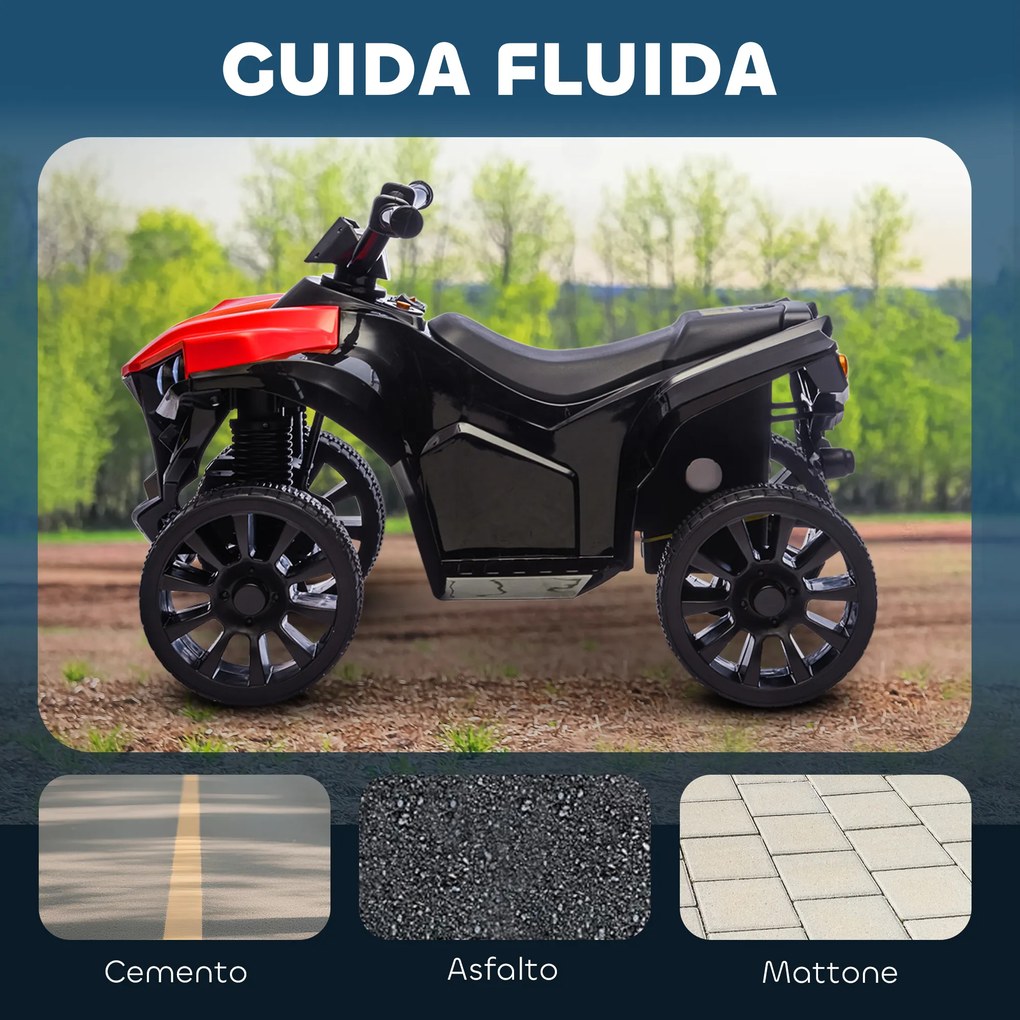 Quad Elettrico per Bambini ATV 6V Ricaricabile con Fari e Musica Rosso...