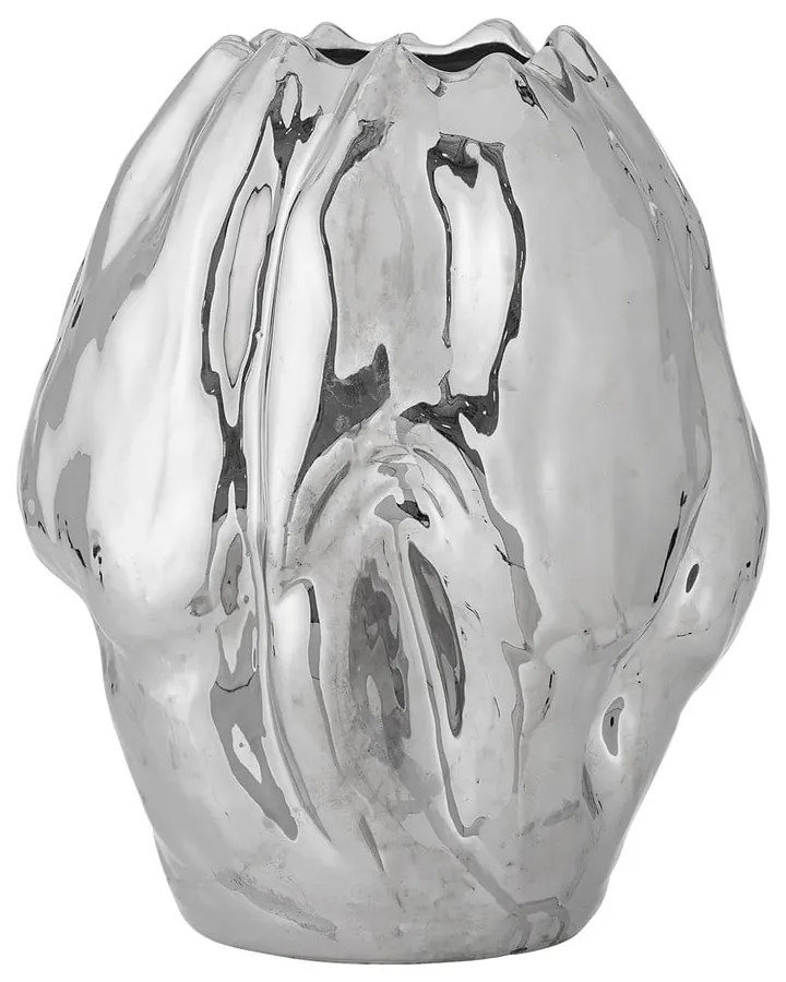 Vaso argentato in gres (altezza totale 29 cm) Bobby – Bloomingville