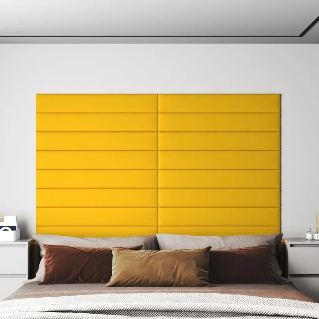 Pannelli Murali 12 Pz Gialli 90x15 Cm Velluto 1,62 M² /