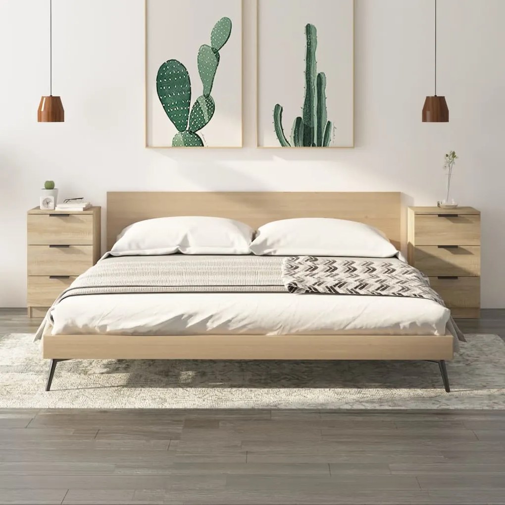 Comodini 2 Pz Rovere Sonoma 40x36x65 Cm /