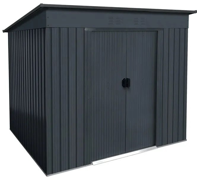 Casetta da giardino NATERIAL Irazu in acciaio antracite con porta scorrevole semplice, superficie interna 4.01 m² e spessore parete 0.3 mm, senza pavimento