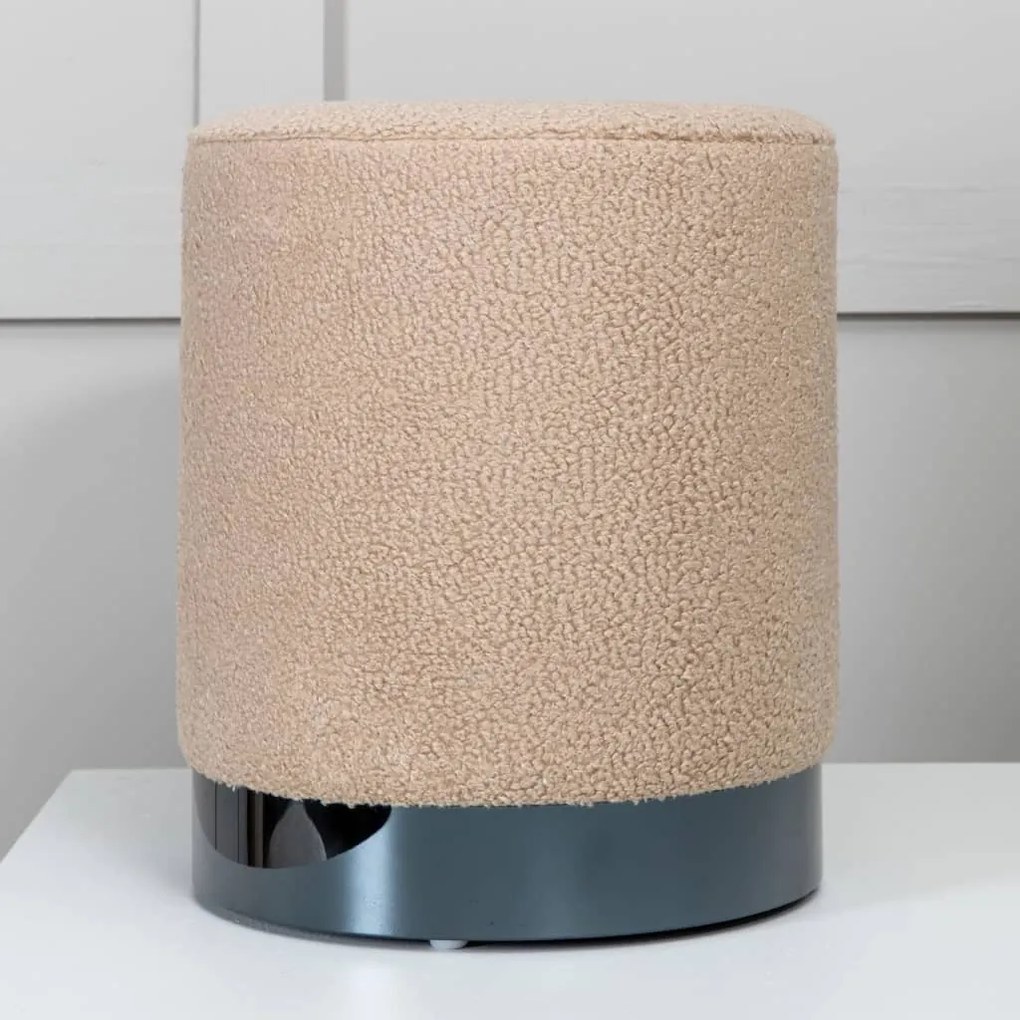 Pouf Benji 35x35x42,5 Cm Pelliccia Beige E Nero /