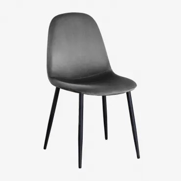 Confezione da 2 sedie da pranzo in velluto Glamm Grigio Scuro & Nero - Sklum