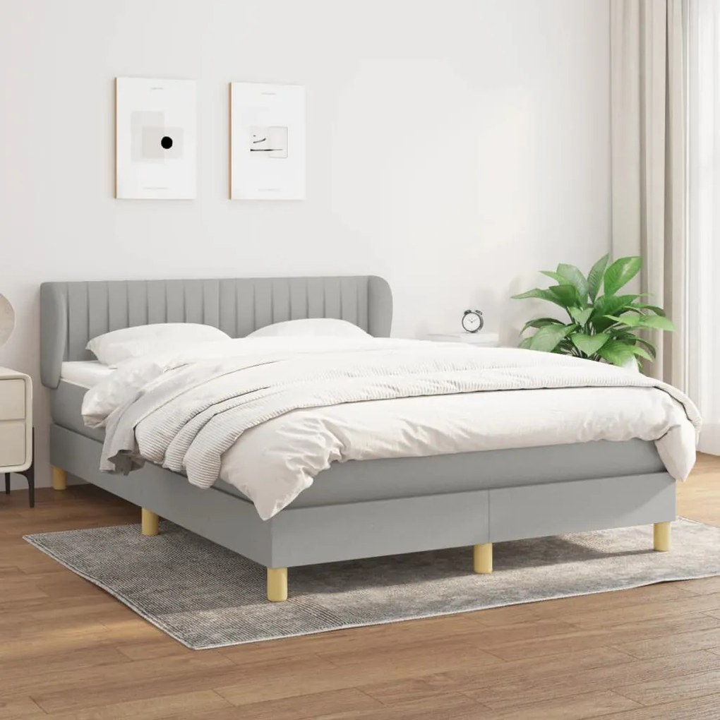 Giroletto A Molle Con Materasso Grigio Chiaro 140x190cm Tessuto /
