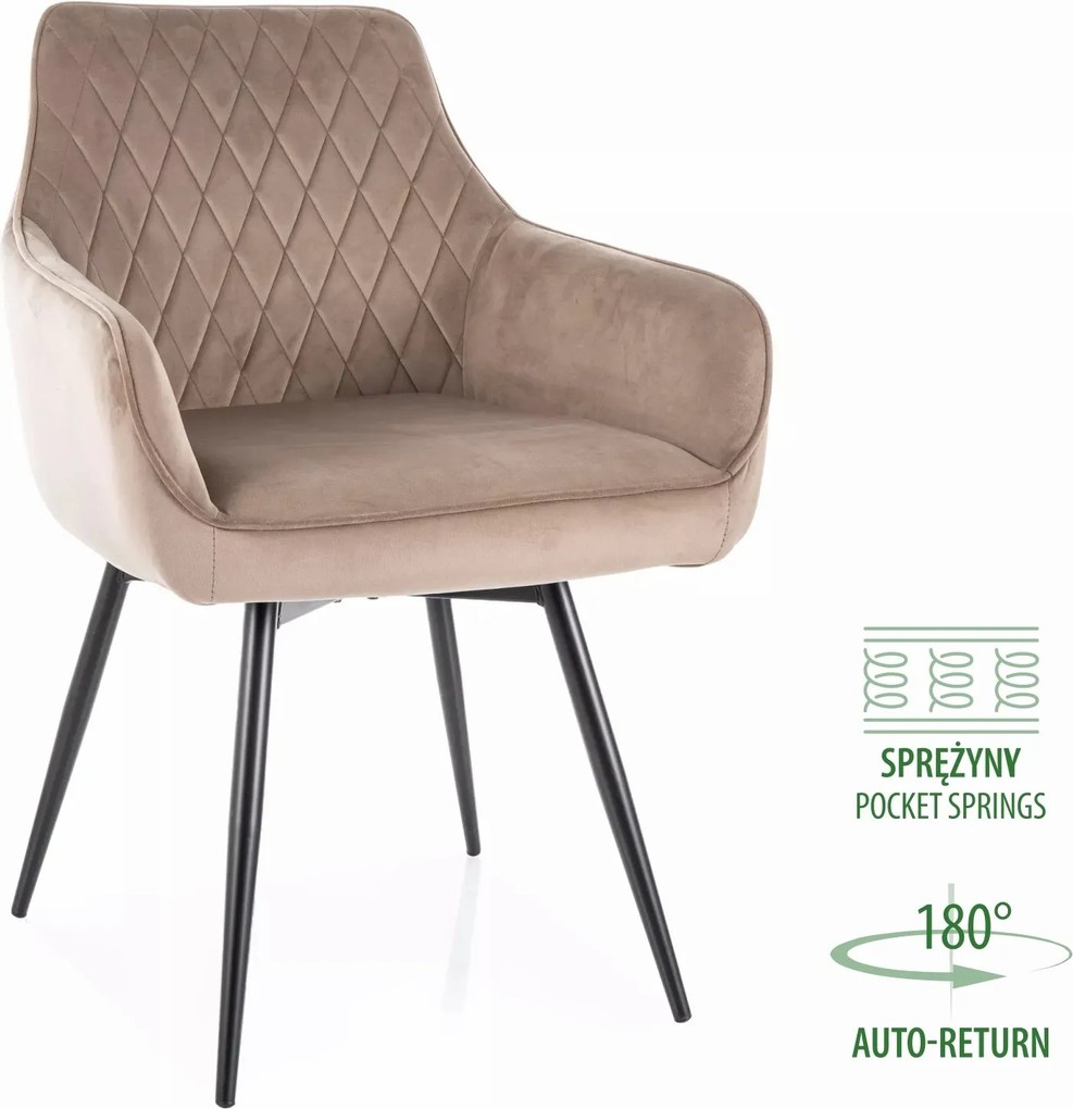 Sedia Marlo Velvet in velluto beige scuro – 55x45x88 cm