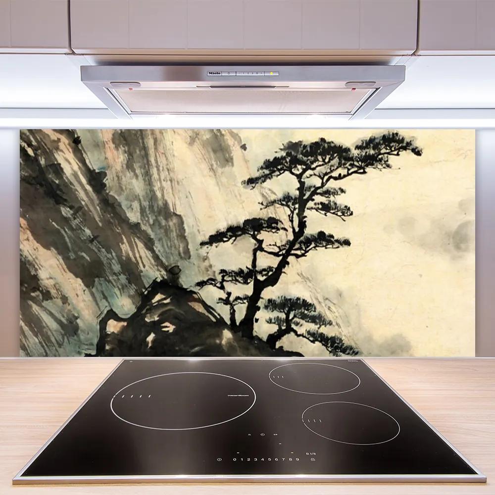 Schienali cucina Albero d'arte dipinto 100x50 cm