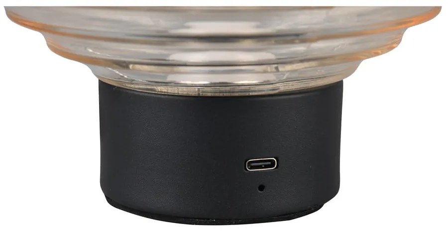 Lampada da tavolo LED dimmerabile nera e beige con paralume in vetro (altezza 14,5 cm) Earl - Reality