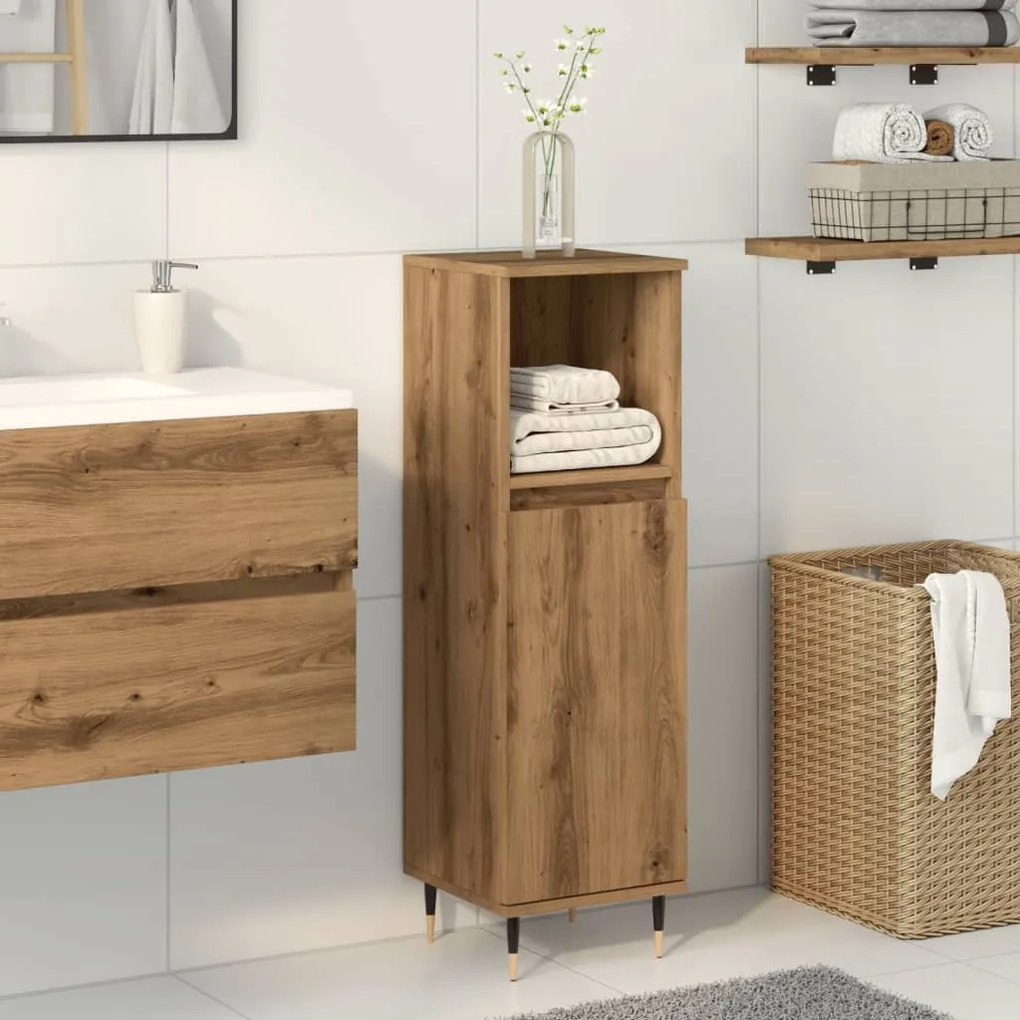 Armadietto Da Bagno Rovere Artigianale 30x30x100 Cm Truciolato /