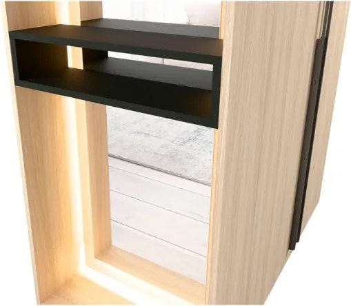 Armadio Ingresso 110x207h Cm 2 Ante Con Specchio Laterale Rovere Barcelona