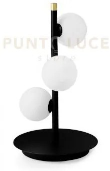 Pomi' lampada da tavolo 3 luci nero e particolari oro attacco g9