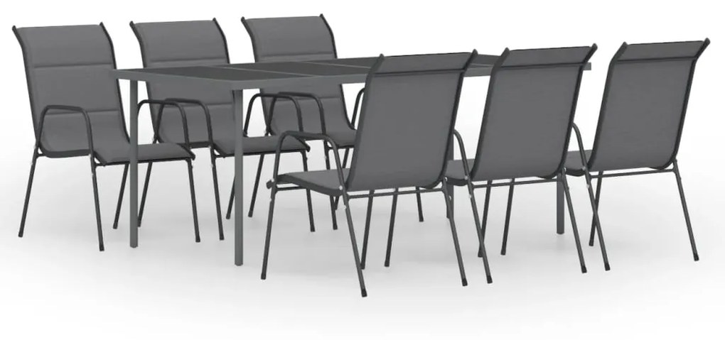 Set da Pranzo per Giardino 7 pz in Acciaio Antracite