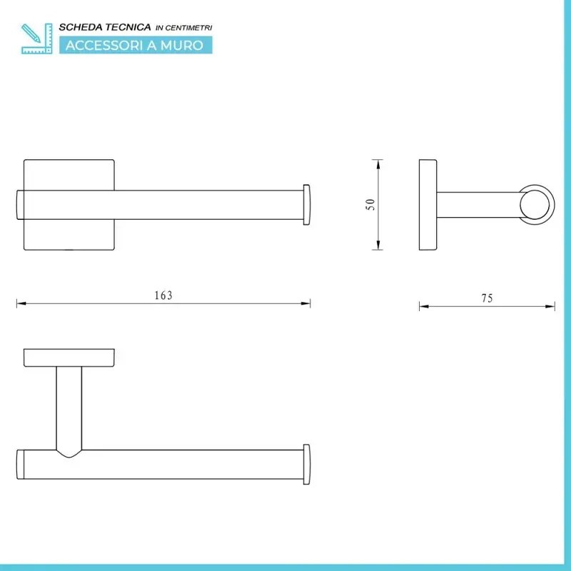 Set accessori a muro 5 pezzi in acciaio cromato e viti incluse Easy