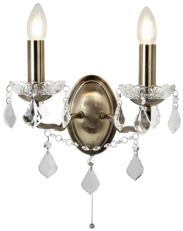 Searchlight 8732-2AB - Applique di cristallo PARIS 2xE14/40W/230V